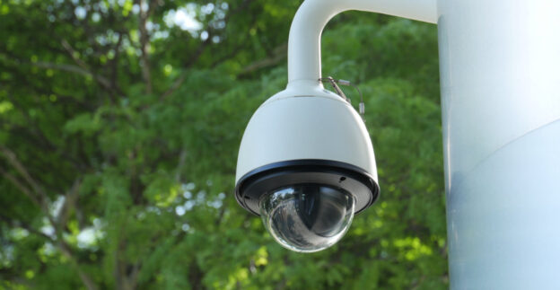 CCTV camera on side of building