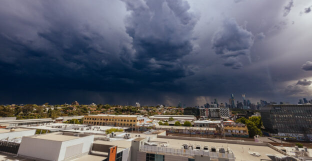 Stormy sky over buildings