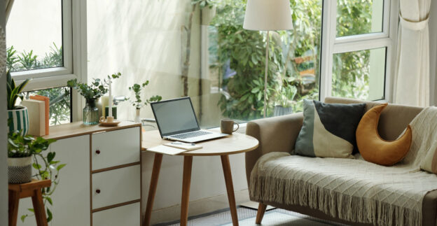 Leafy apartment living room