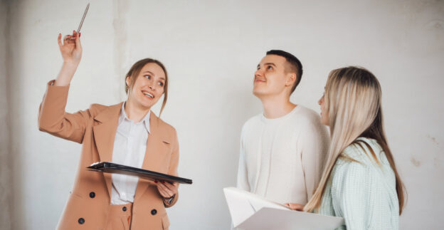 Rental agent with couple