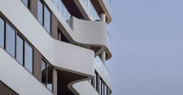 Strata building with interesting curved architecture